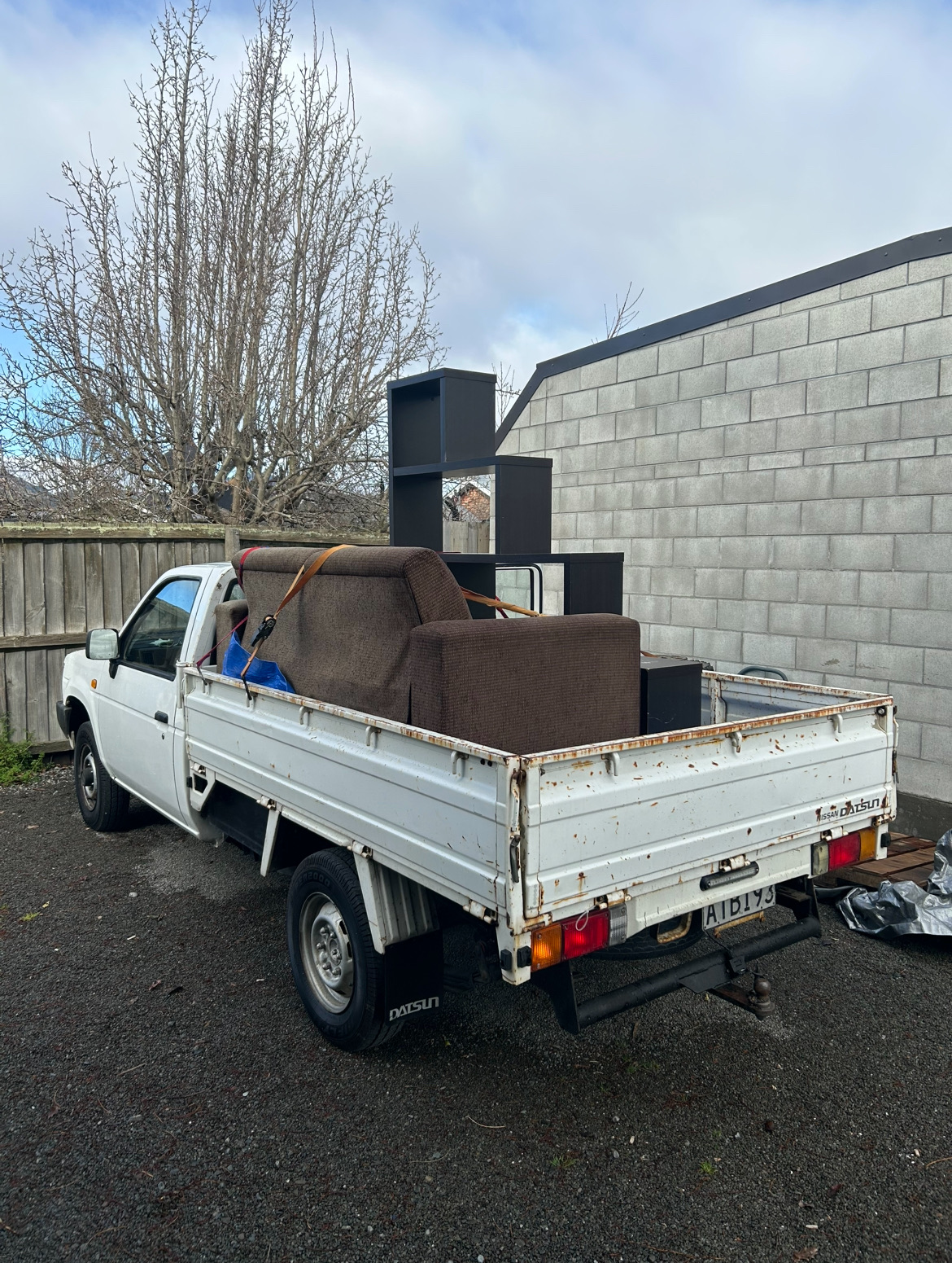 Old couch ready to be removed